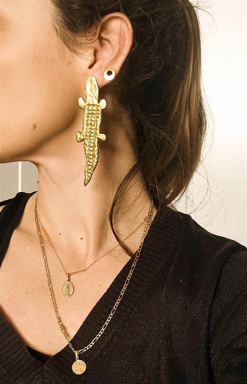 Long Gold Crocodile Earrings
Ancient Egyptian Jewelry Inspired
Sobek Crocodile Earrings Handmade