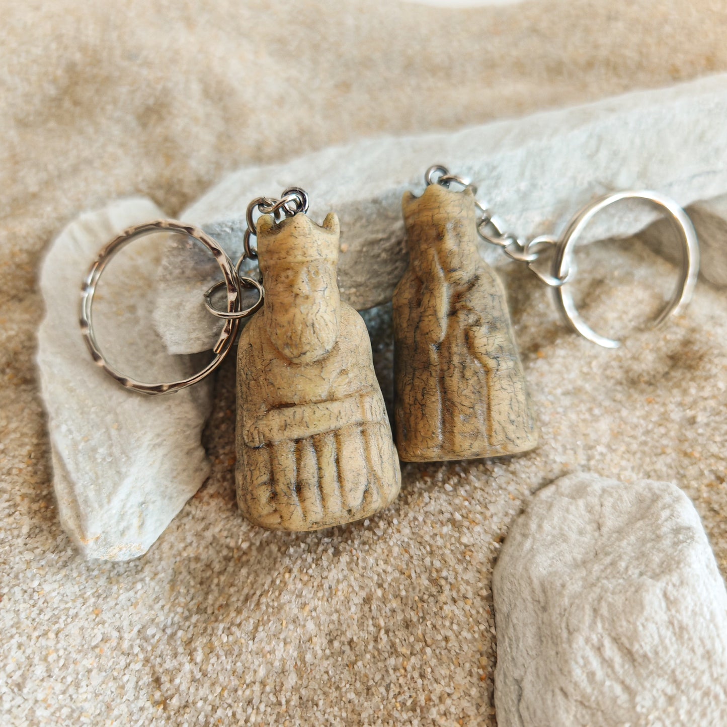 Lewis Chess Keychains – Handcrafted King and Queen, Norse Medieval Chess Set-Inspired