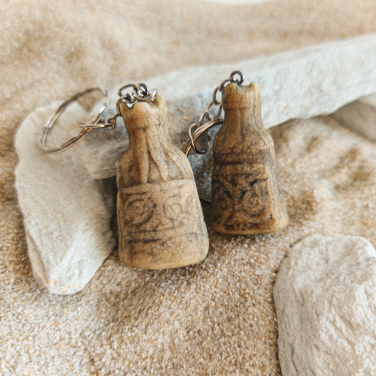 Lewis Chess Keychains – Handcrafted King and Queen, Norse Medieval Chess Set-Inspired