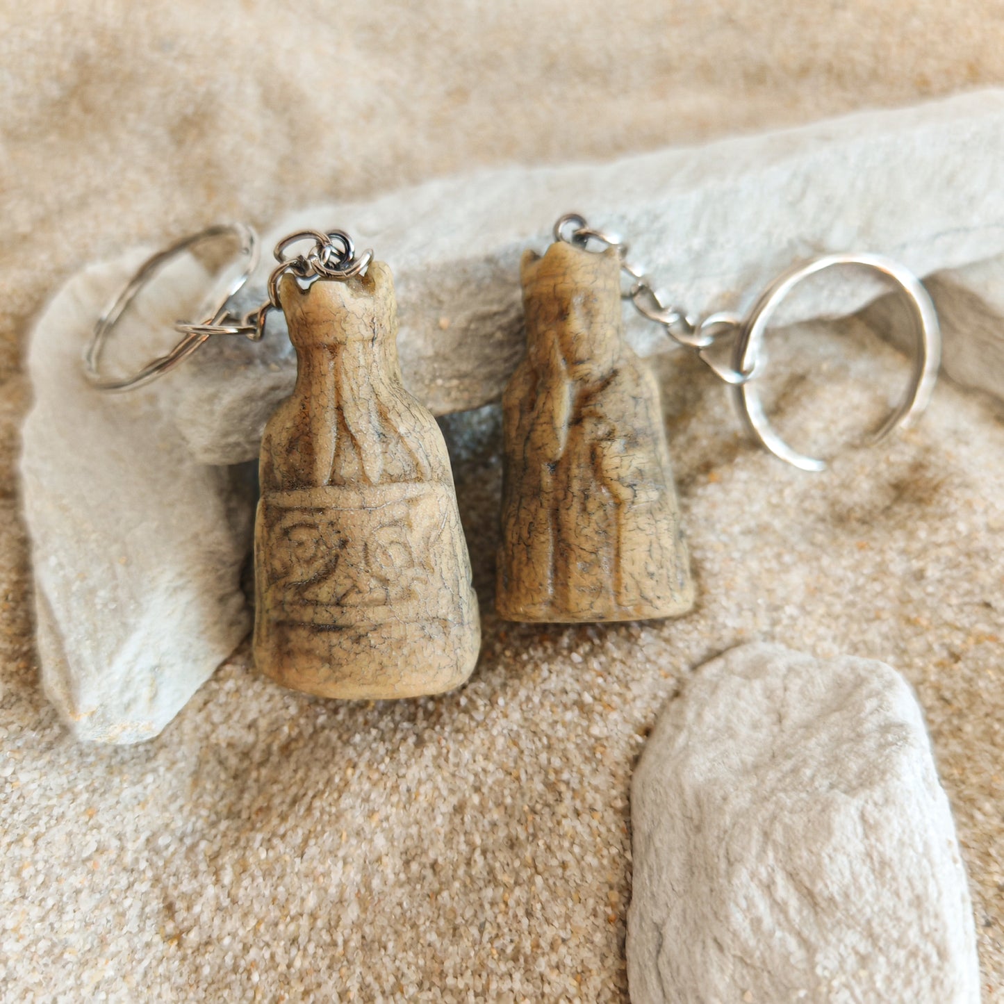 Lewis Chess Keychains – Handcrafted King and Queen, Norse Medieval Chess Set-Inspired