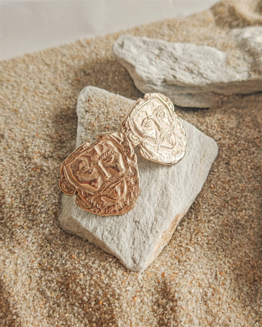 Bronze Stud Earrings – Inspired by the Mask of Agamemnon | Ancient Greek Jewelry