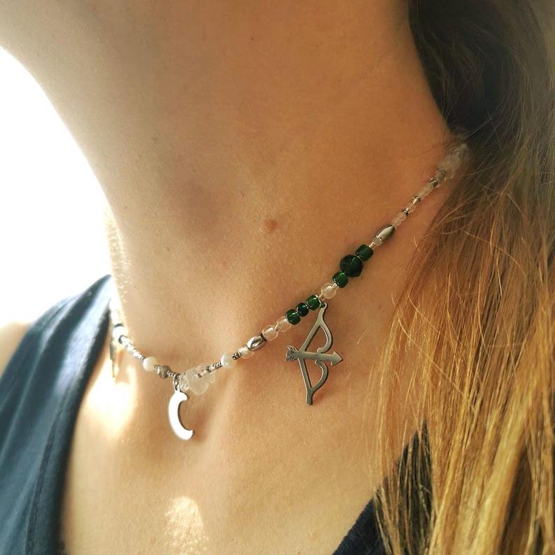 Silver and Green Necklace