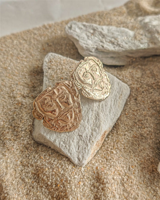 Bronze Stud Earrings – Inspired by the Mask of Agamemnon | Ancient Greek Jewelry